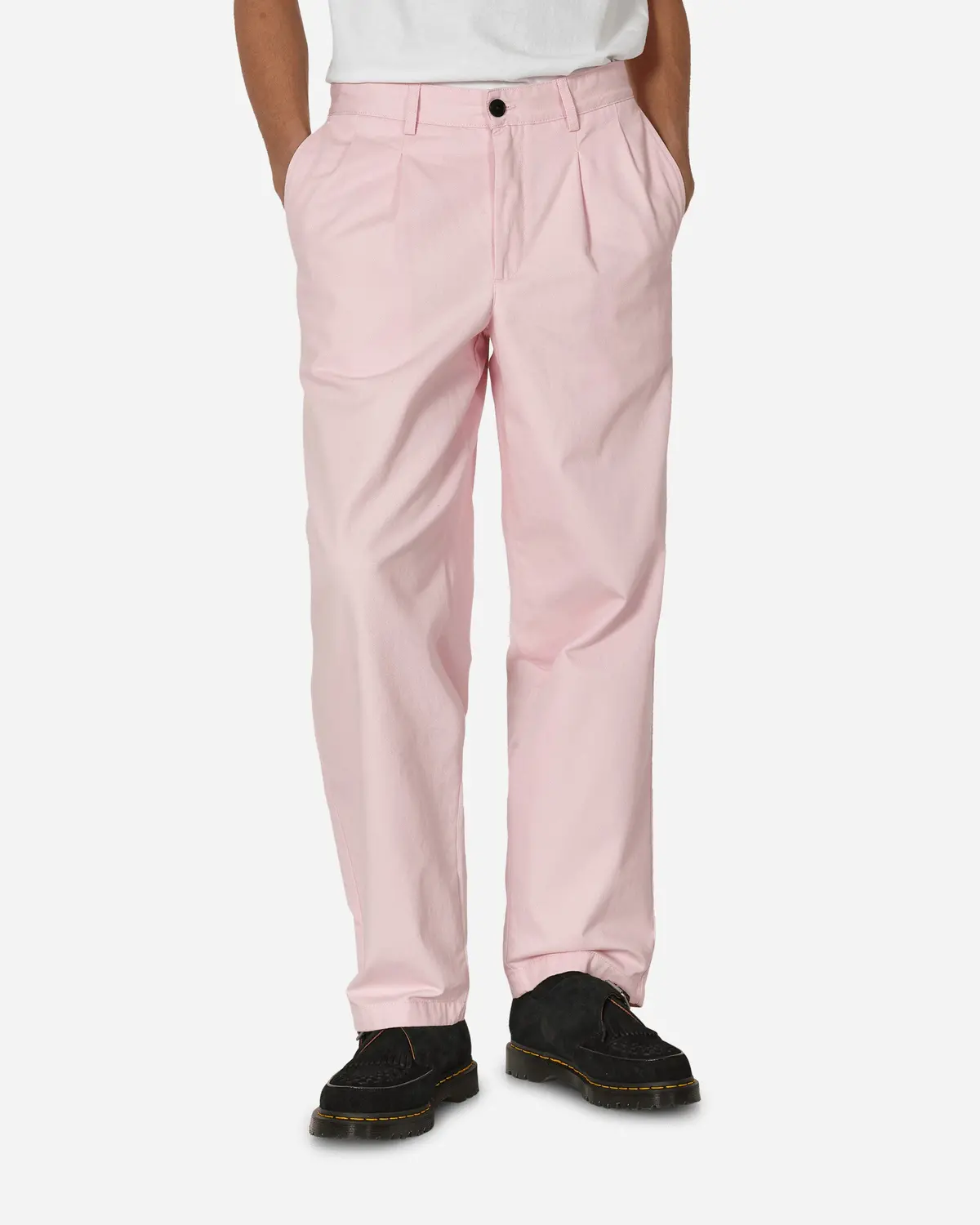 Twill Double-Pleat Pants Pink 1