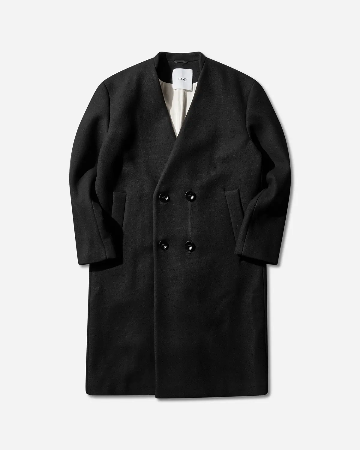 Men's Double Breasted Wool Coat Black 1