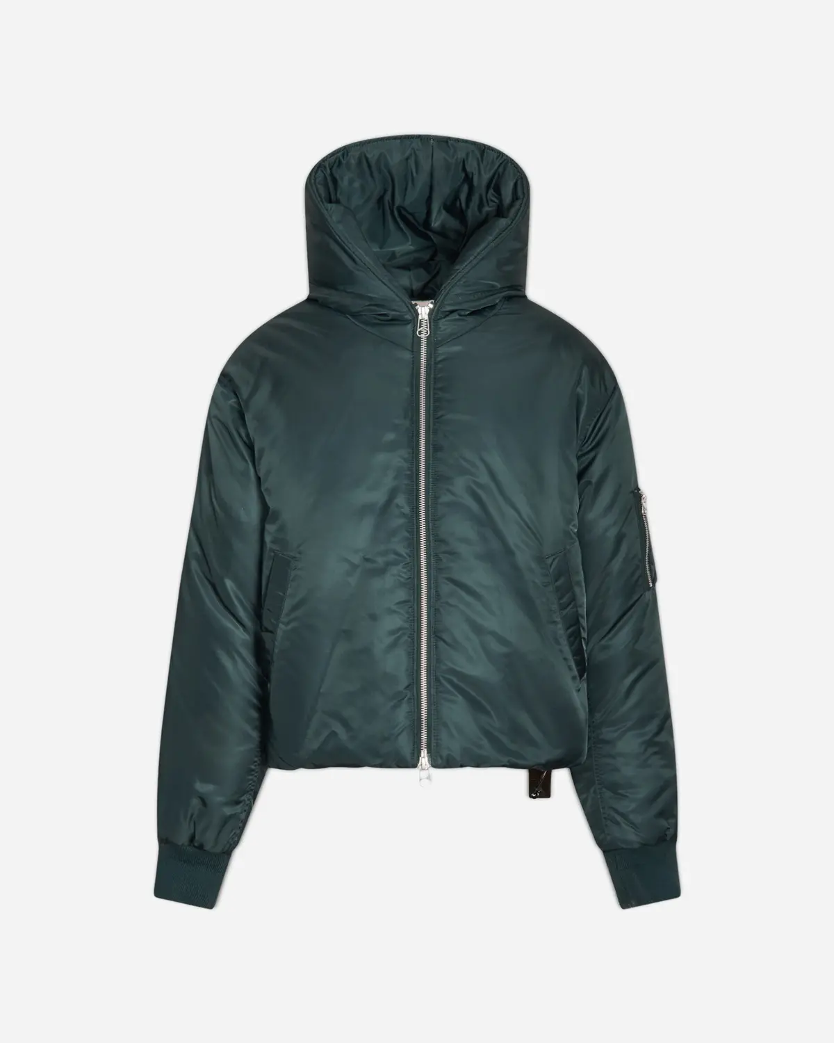Men's Cropped Hood Bomber Jacket Dark Green 1