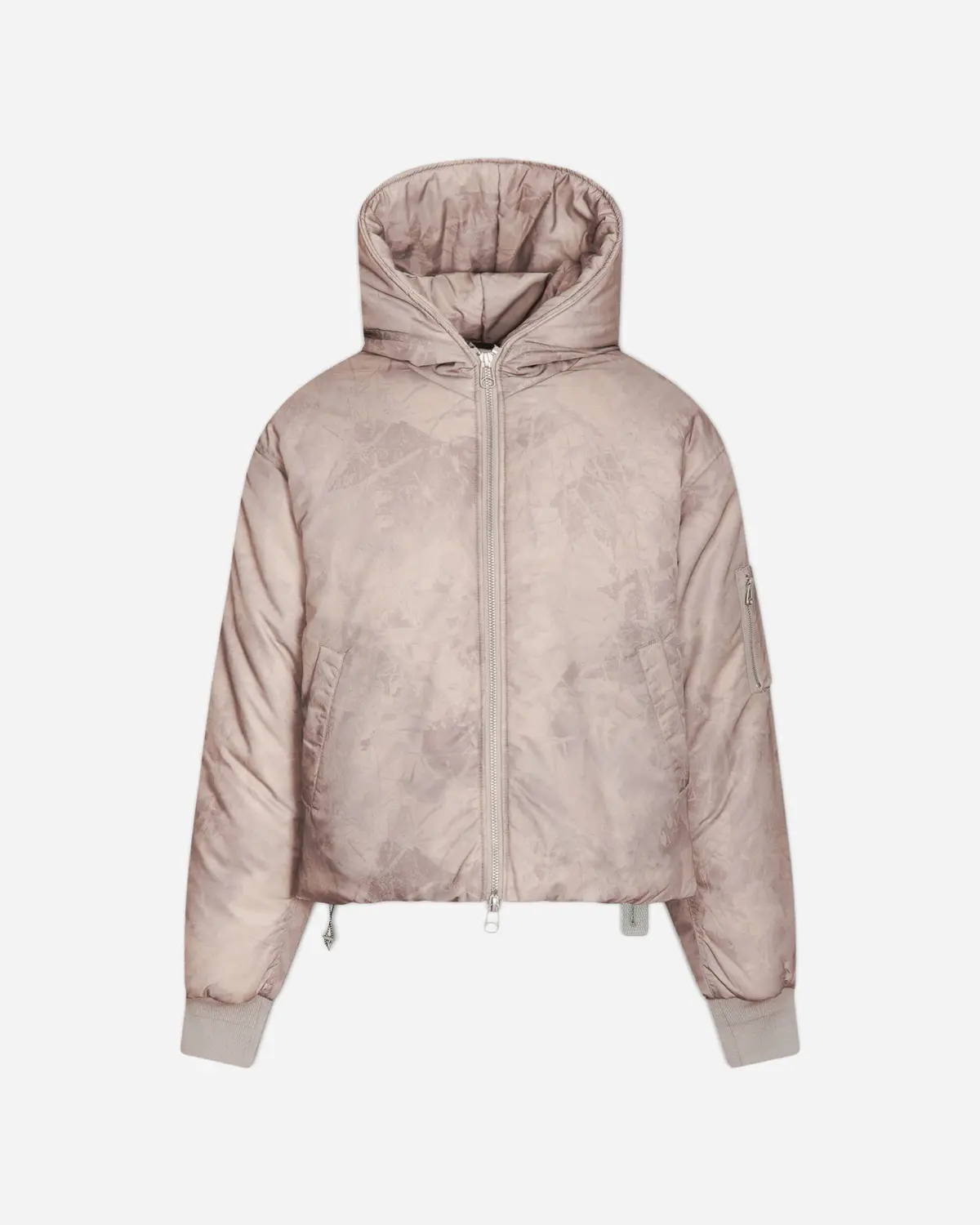 Men's Cropped Hood Bomber Jacket Foliage Print 1