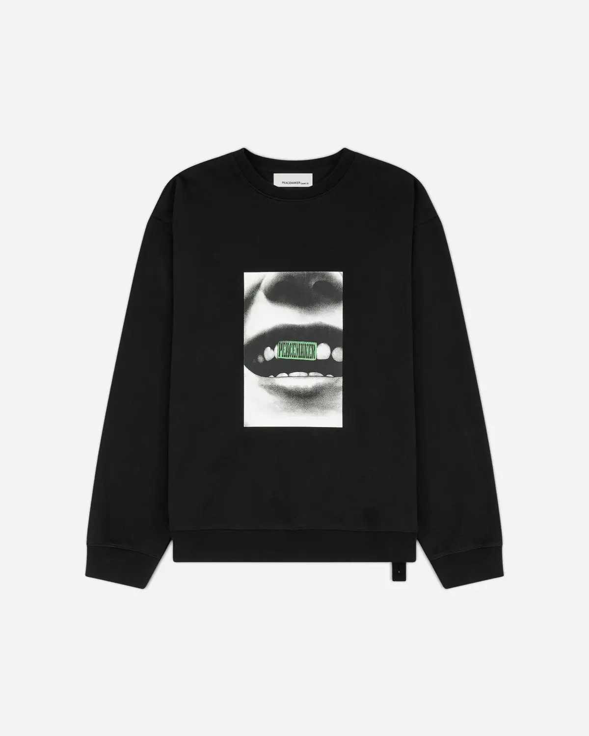 Men's Smile Print Print Loose Fit Crewneck Sweatshirt Black 1