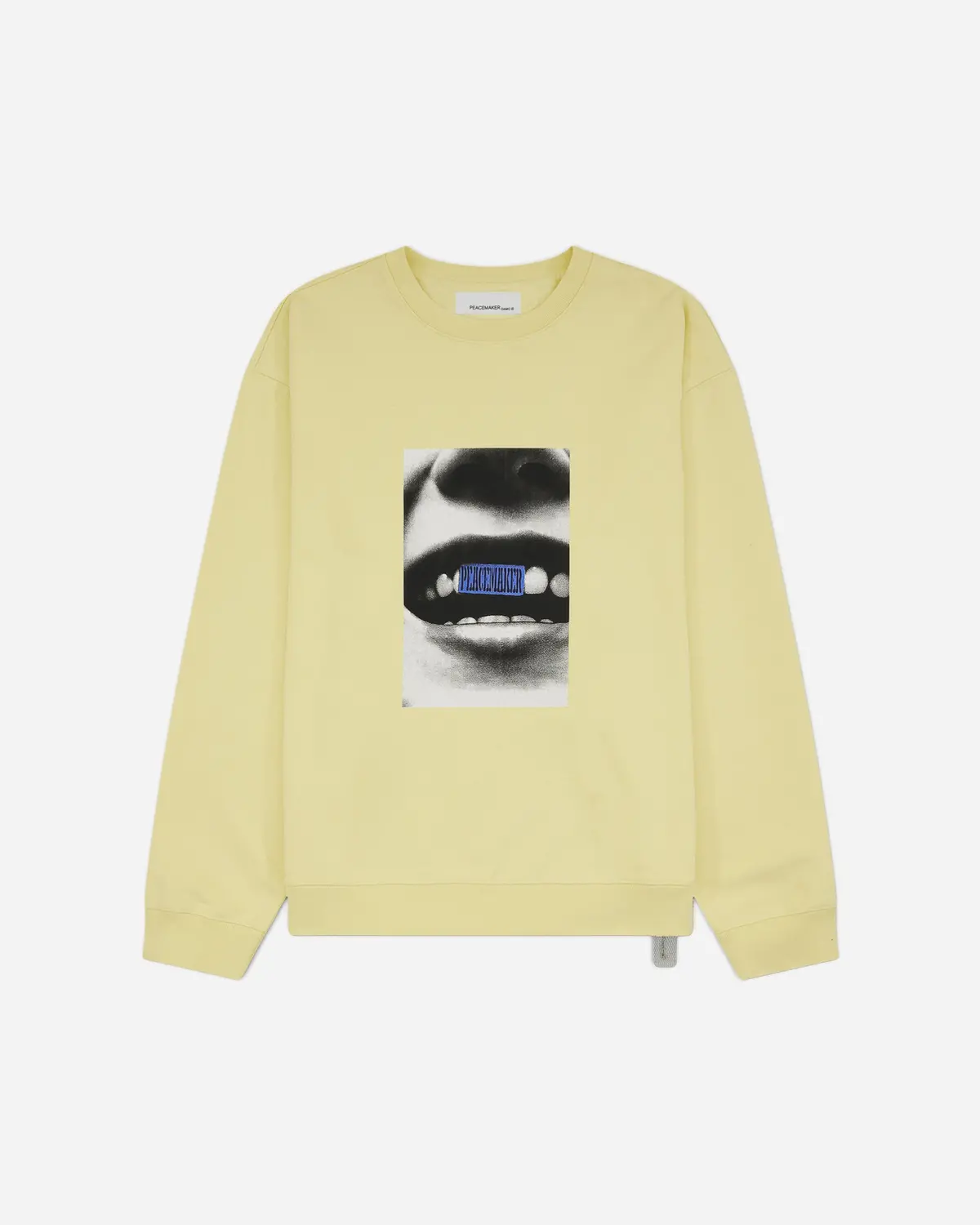 Men's Smile Print Print Loose Fit Crewneck Sweatshirt Light Yellow 1