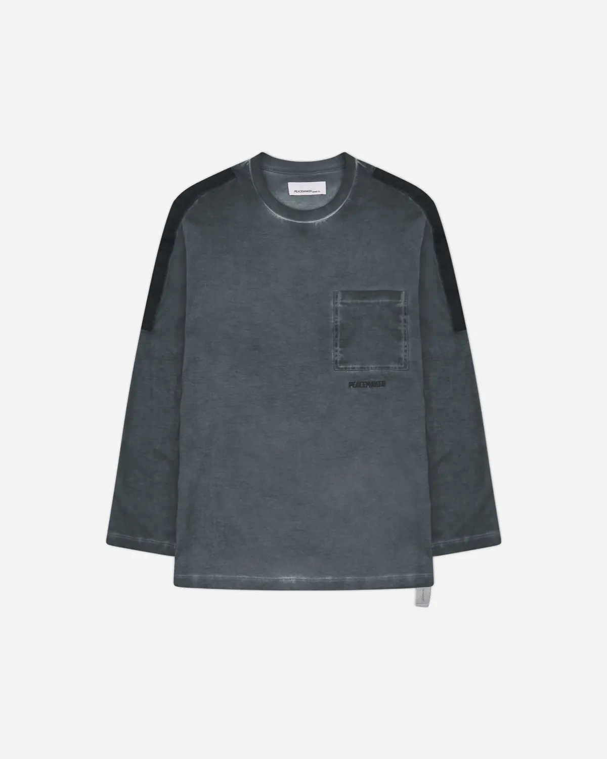 Men's Velcro Applique Longsleeve T-Shirt Light Grey 1