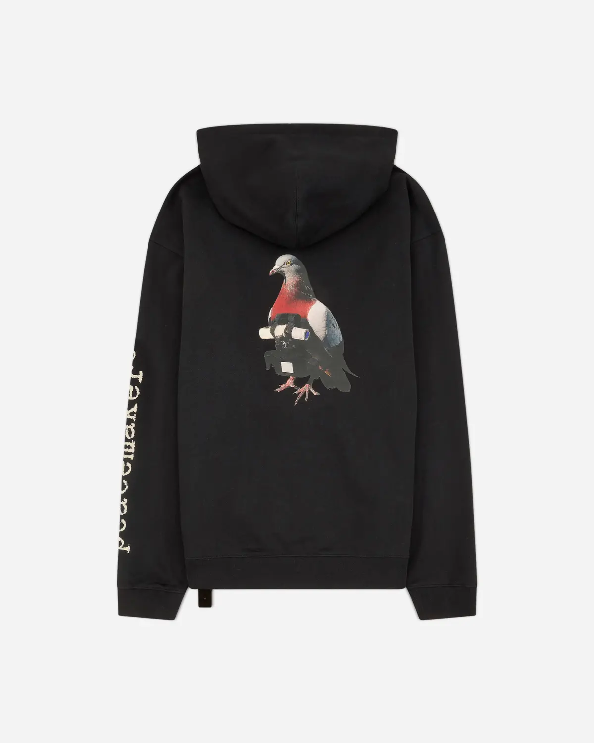 Men's Pigeon Print Loose Fit Hoodie Black 2