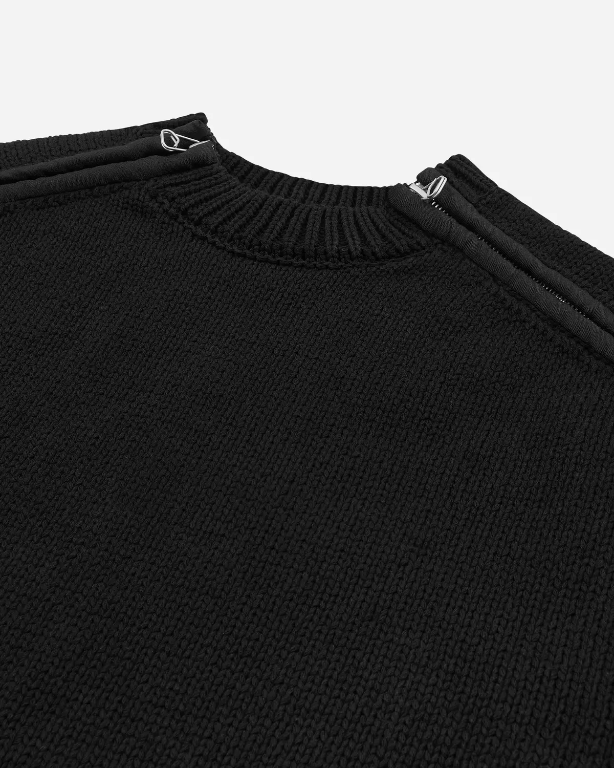 Men's Shoulder Zip Knit Sweater Black 3