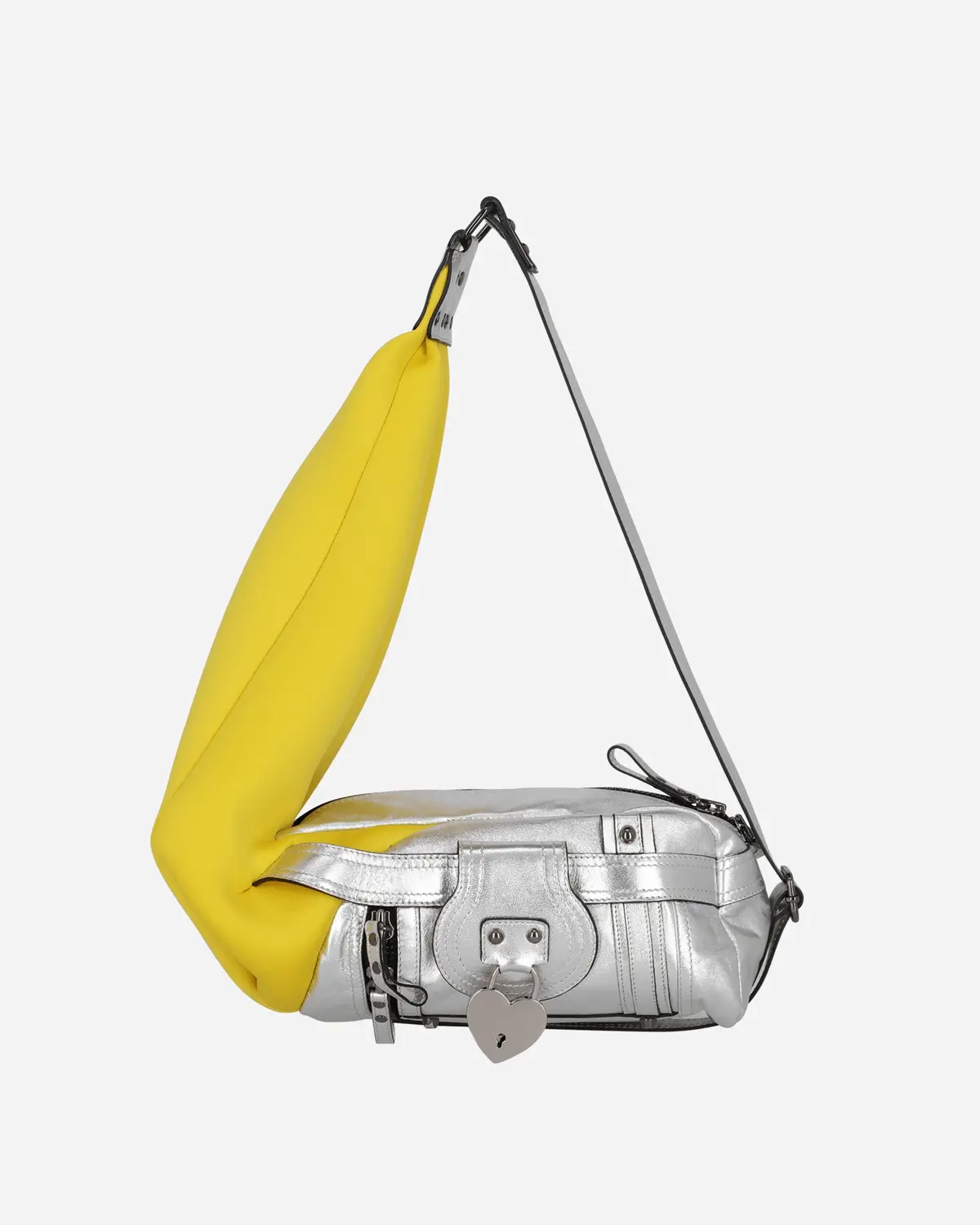 Mini Neoprene Leather Bag Silver / Yellow 1
