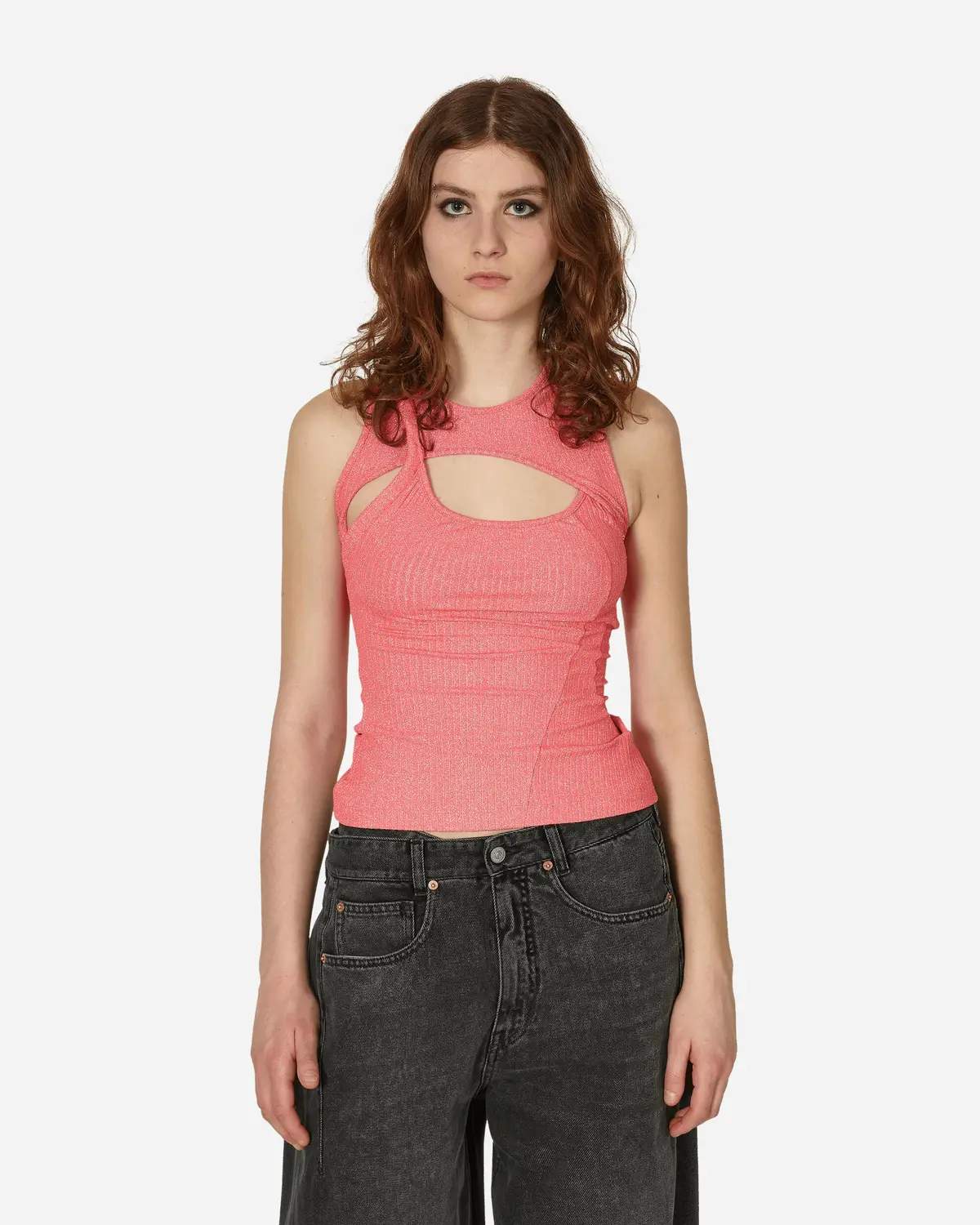 Layered Cut-Out Tank Top Pink 1
