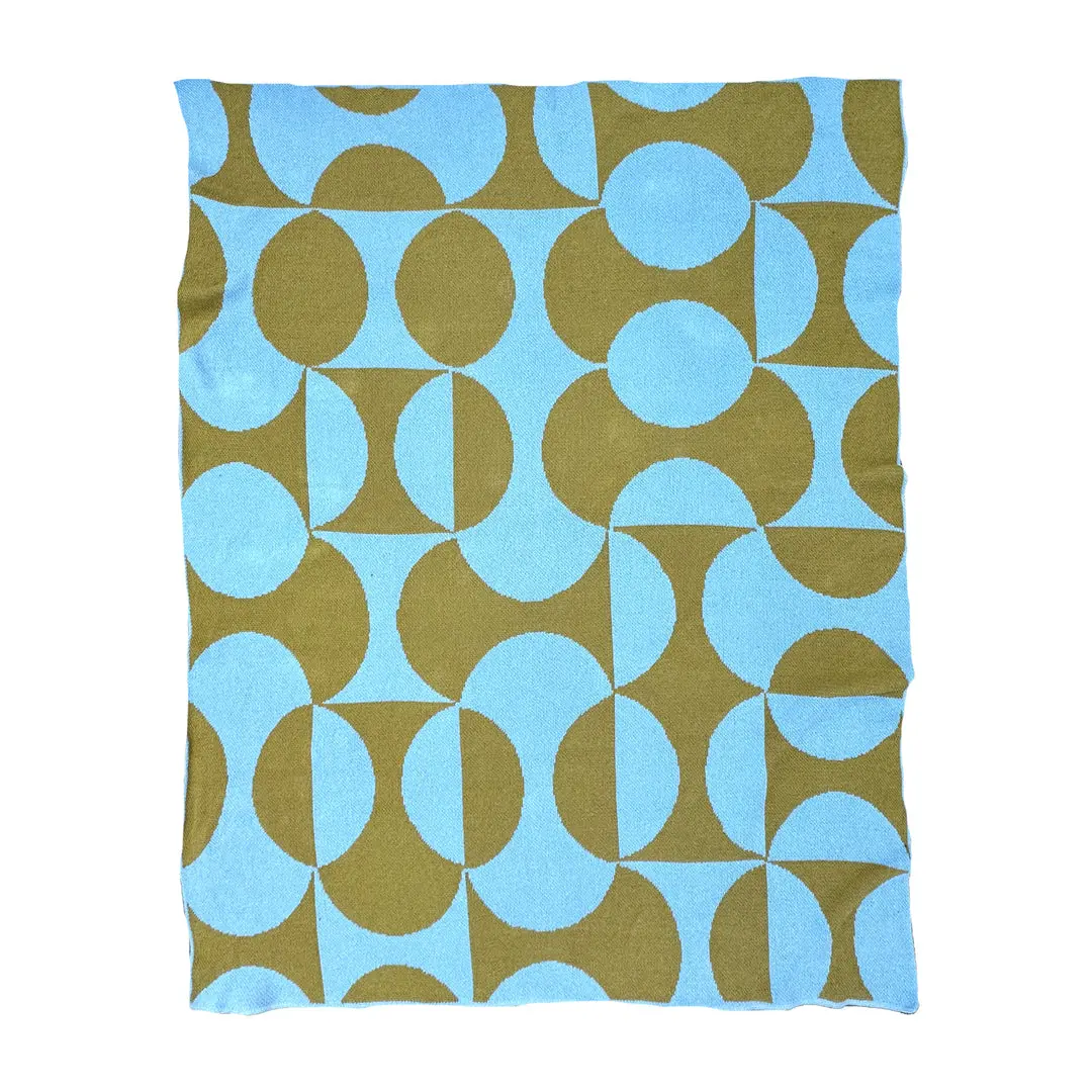 Puzzle Throw Blanket - Cornflower & Moss 1