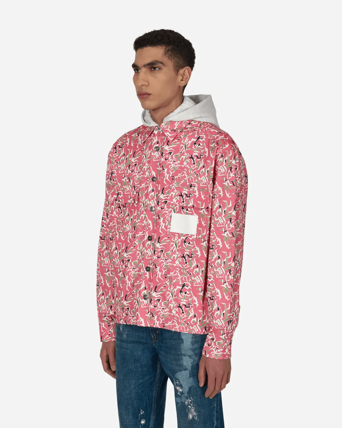 Hooded Workwear Shirt Pink 2