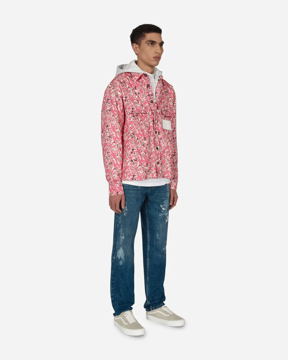 Hooded Workwear Shirt Pink 4