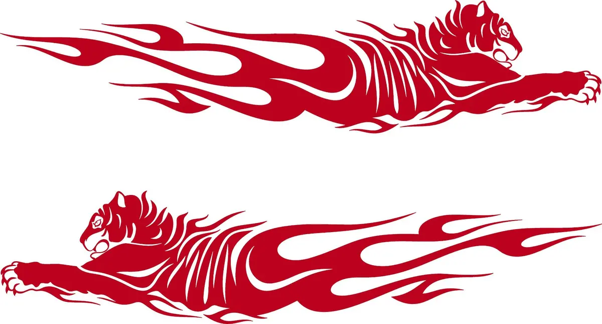Tiger Flames Vinyl Cut Decal – Set Of 2 For Cars & Trucks 3