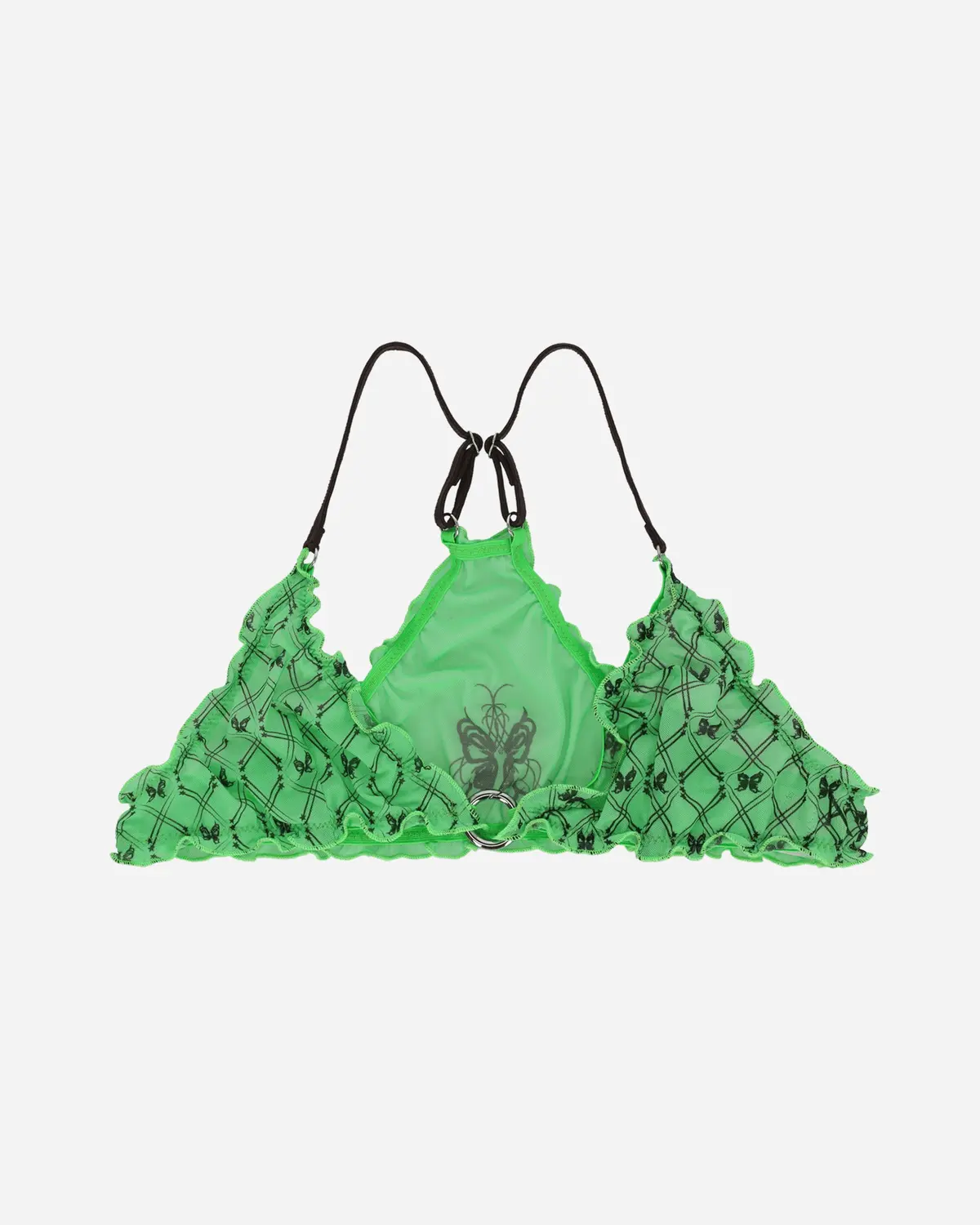 Evil Butterfly Pattern Sporty Bra Acid Green / Dark Brown 1