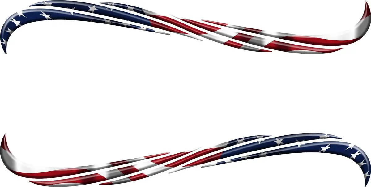 American Flag Hookwave Vinyl Decals For Cars & Trucks 3