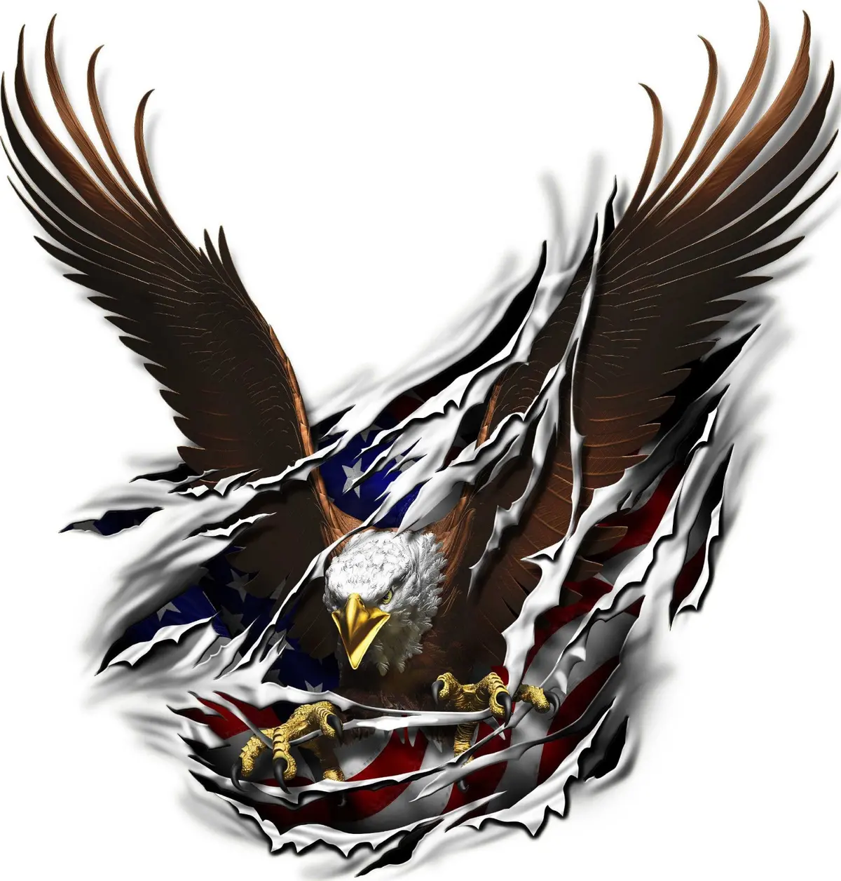Bald Eagle Tear American Flag Hood Decal 2