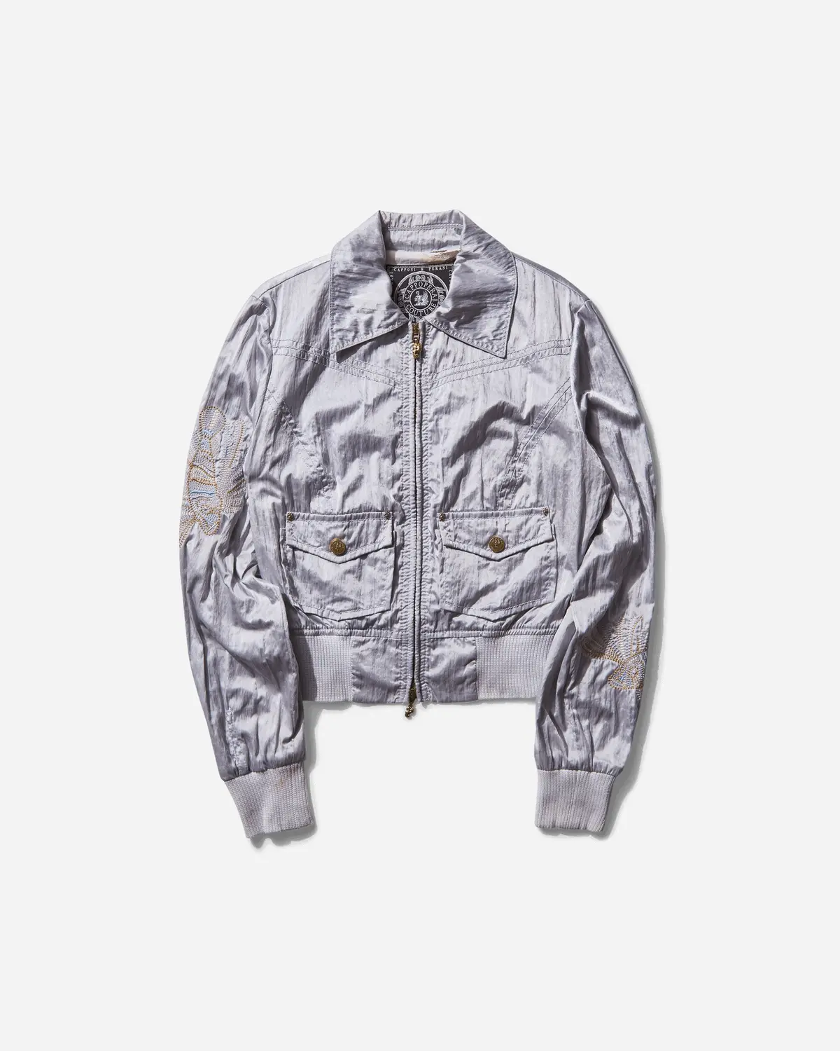 Women's Fish Embroidery Satin Jacket Lilac 1