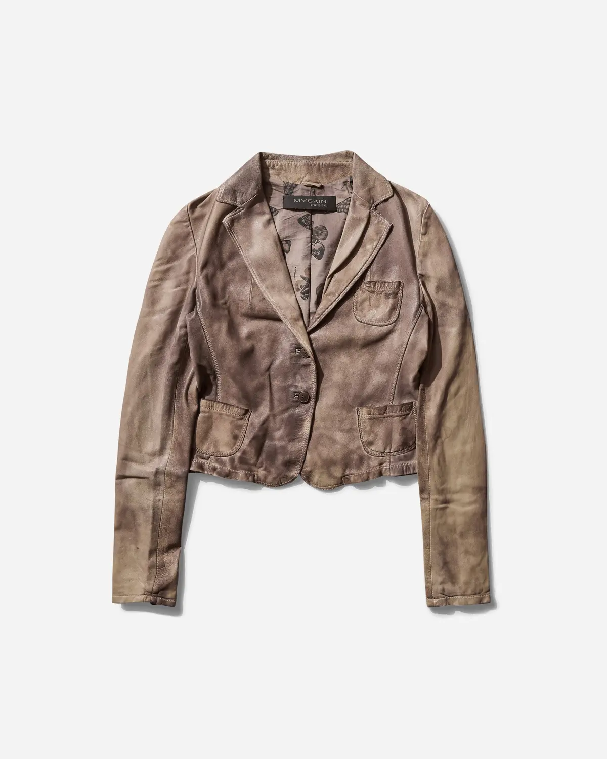 Women's Faded Leather Blazer Brown 1