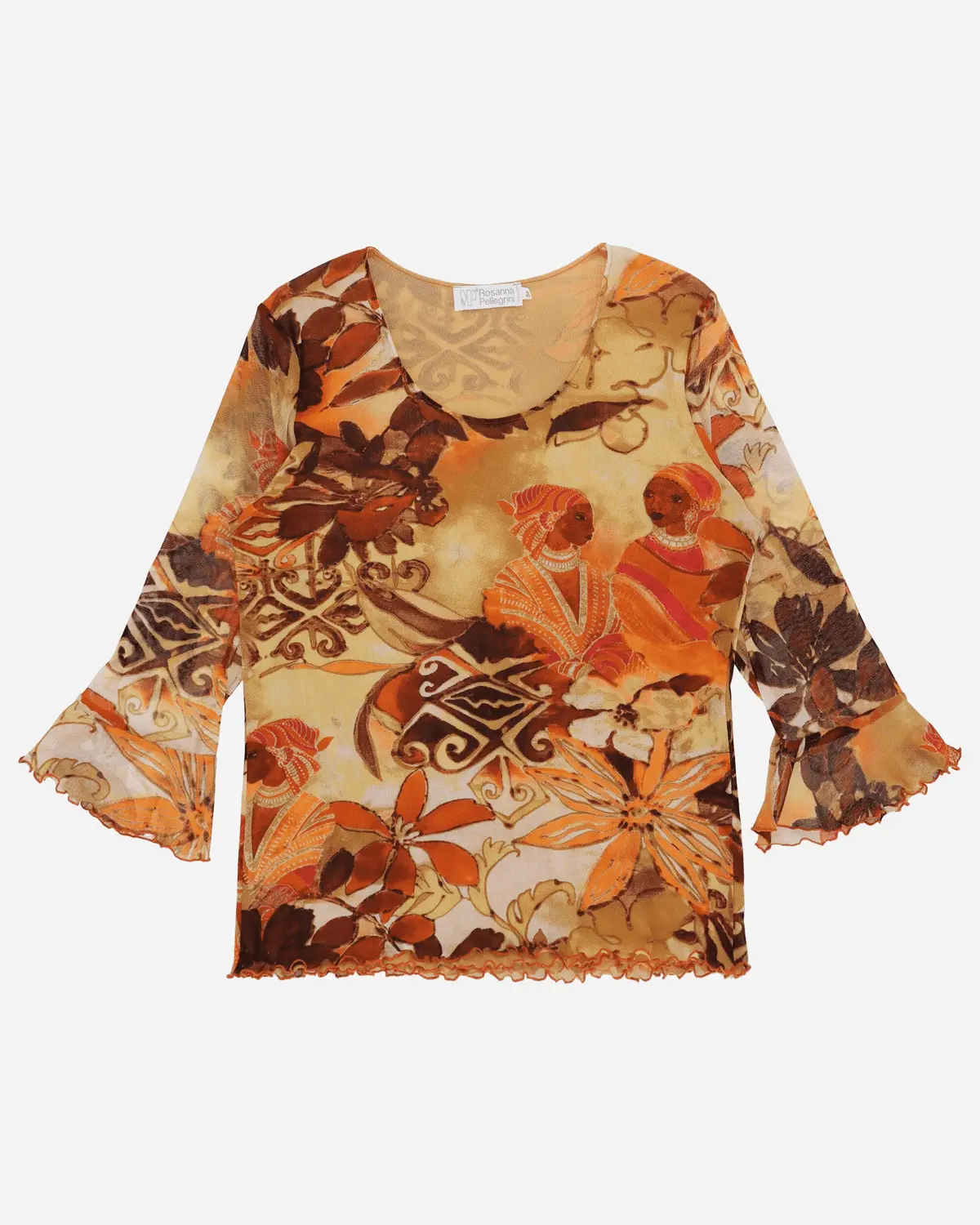 Women's Mesh Printed Top Orange 1