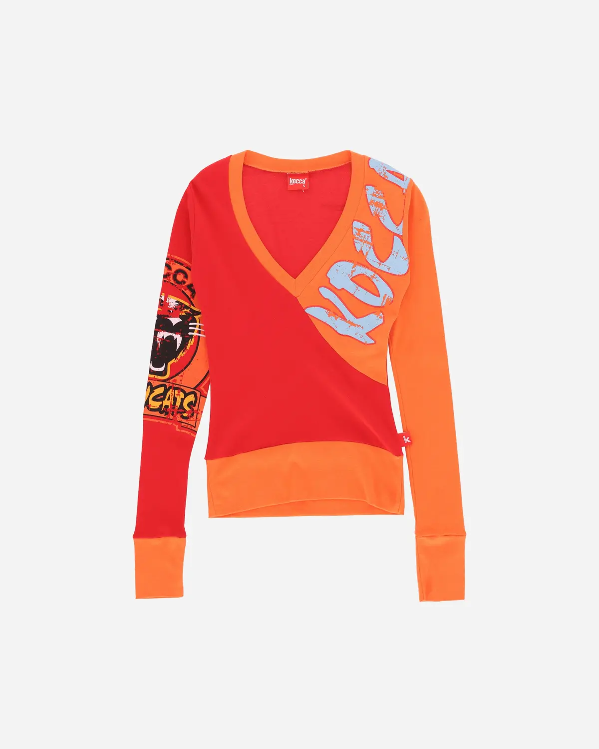 Women's V-Neck Longsleeve Top Red 1