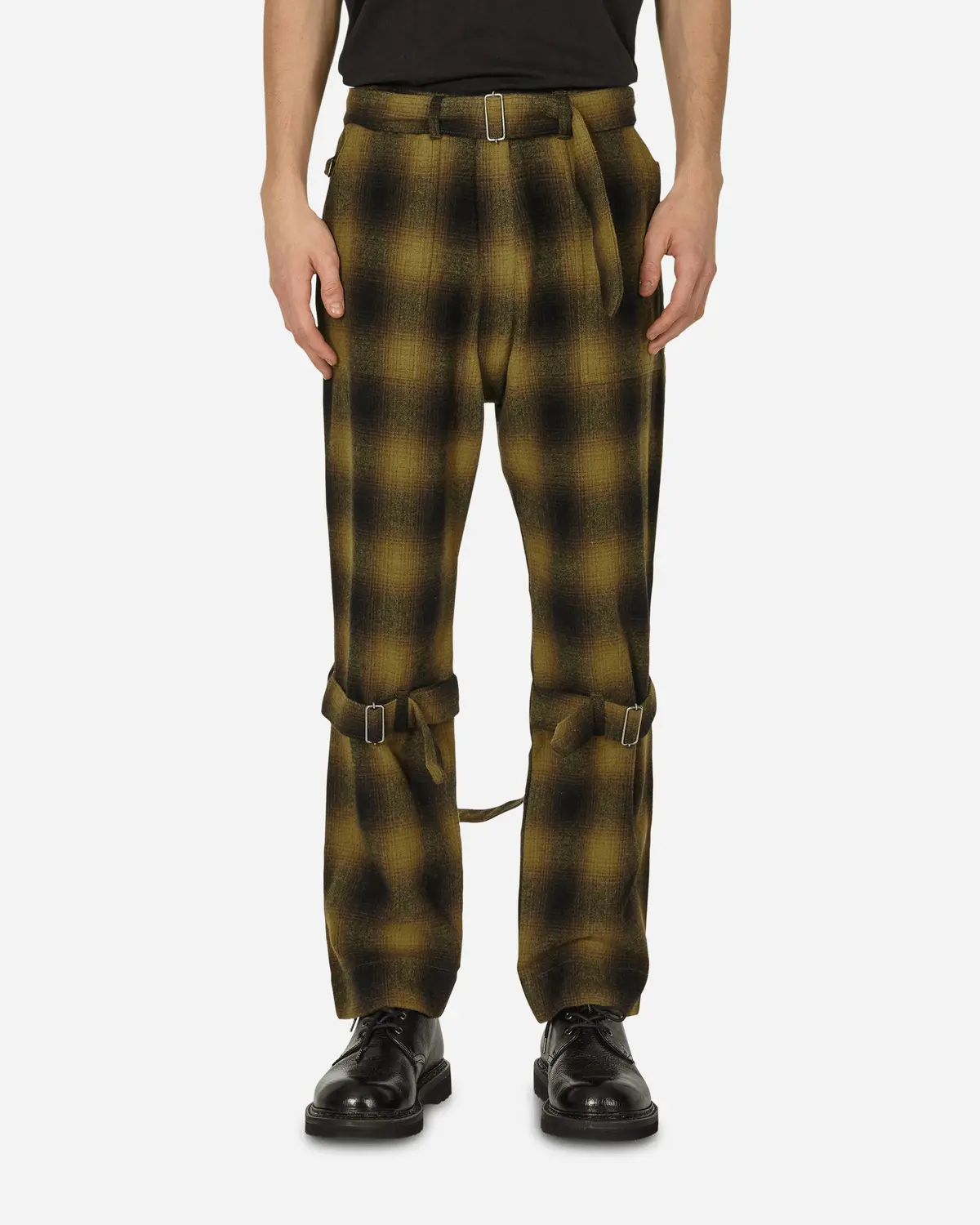 Plaid Wool Ombre Bontage Pants Yellow 1
