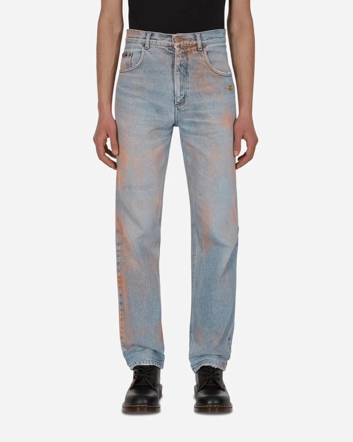 Spray Painted Vintage Denim Pants Blue 1