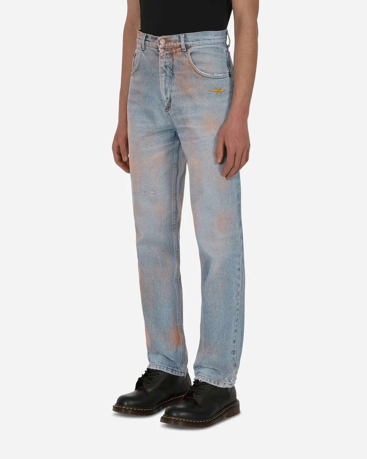 Spray Painted Vintage Denim Pants Blue 2
