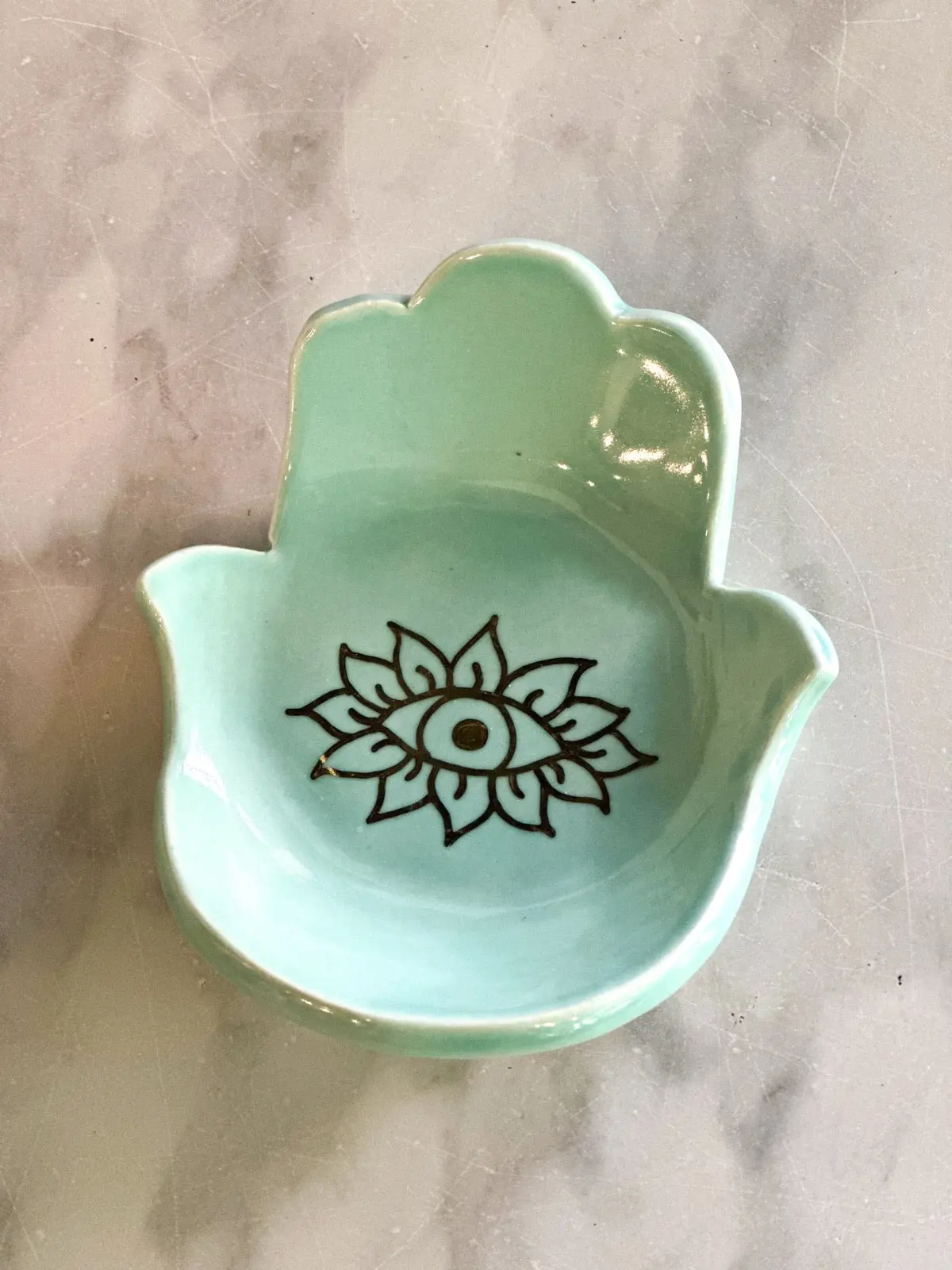 Hamsa & Evil Eye Ring Dish In Caribbean 1