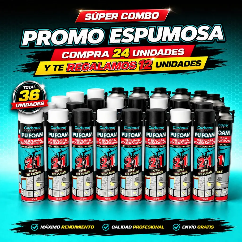 Espuma Expansiva Pu Foam 750Ml Promo Espumosa Lleva 24 Y Te Regalamos 12 (Combo 36 Unidades 3 Cajas De 12 Unidades) (Solo Venta Online) 1