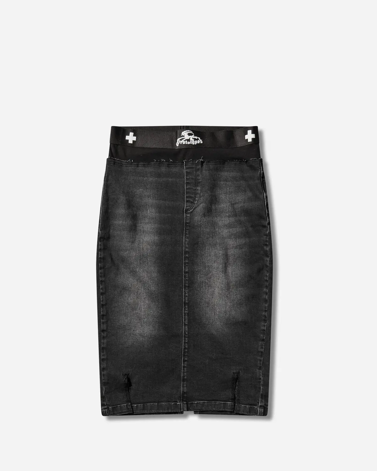 Women's Denim Pencil Skirt Black 1