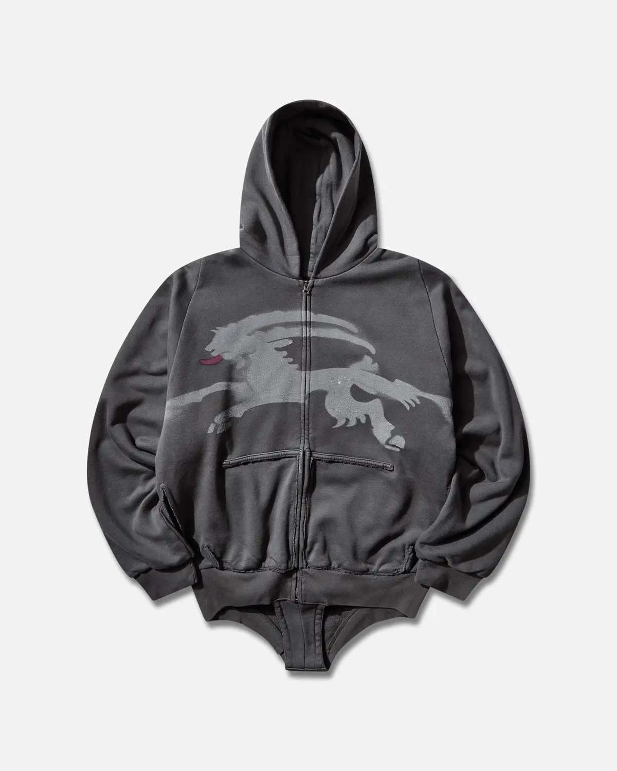 Sprayed Goat Hoodie Romper Black 1