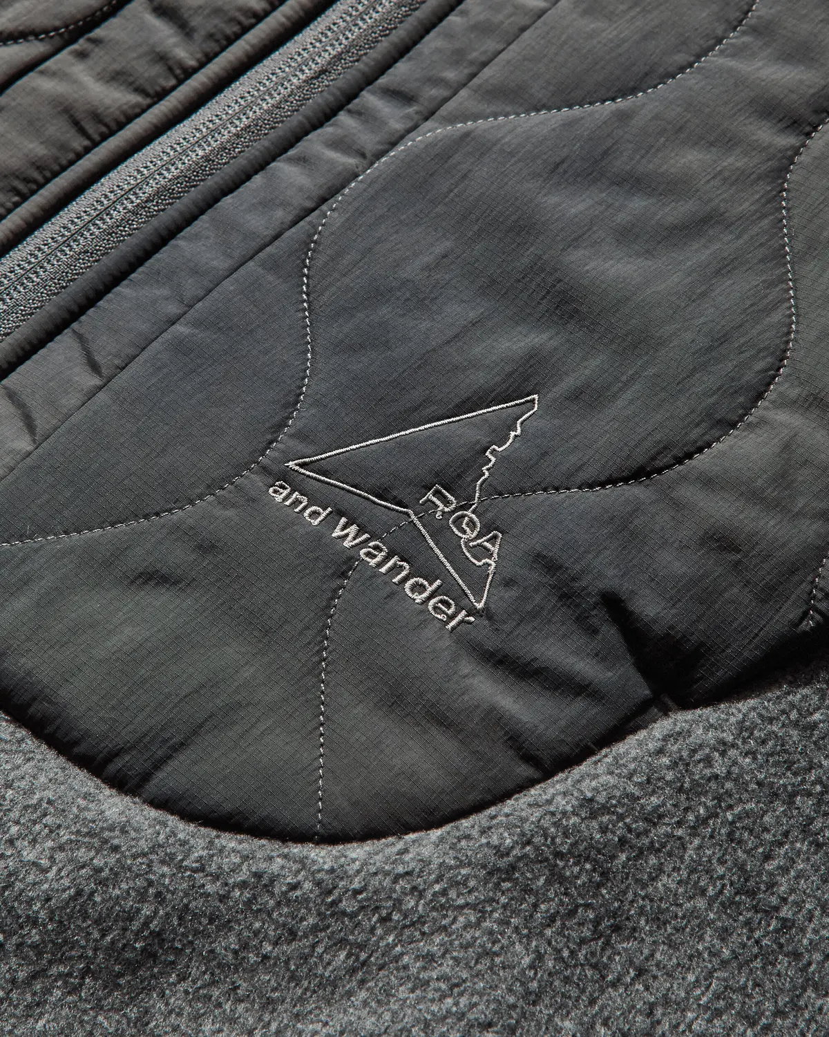 And Wander Quilted Fleece Jacket Grey 3