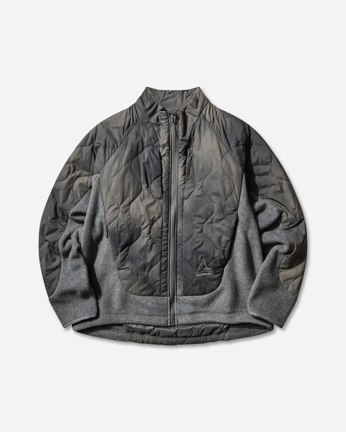 And Wander Quilted Fleece Jacket Grey 1