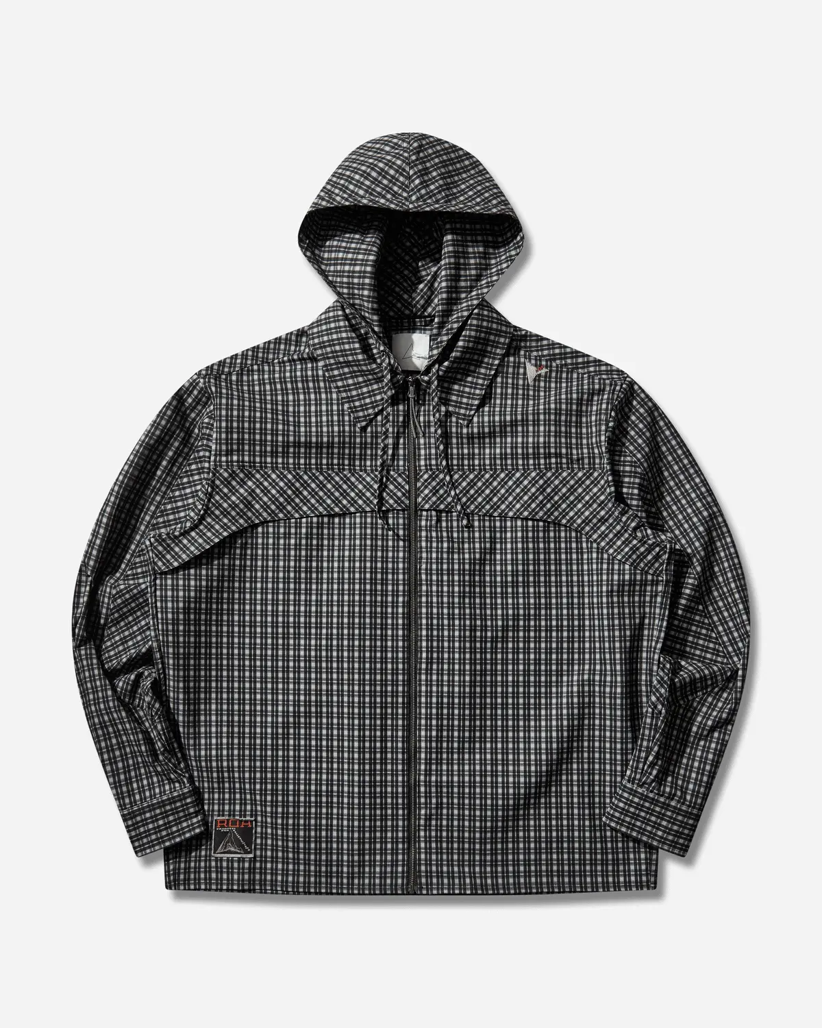 Men's Aair Floweave Printed Check Long Sleeve Hooded Shirt Anthracite 1