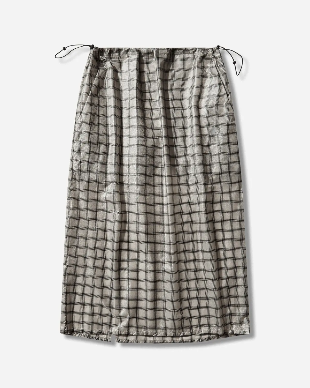 Women's Nia See Through Printed Check Mid Skirt White 1