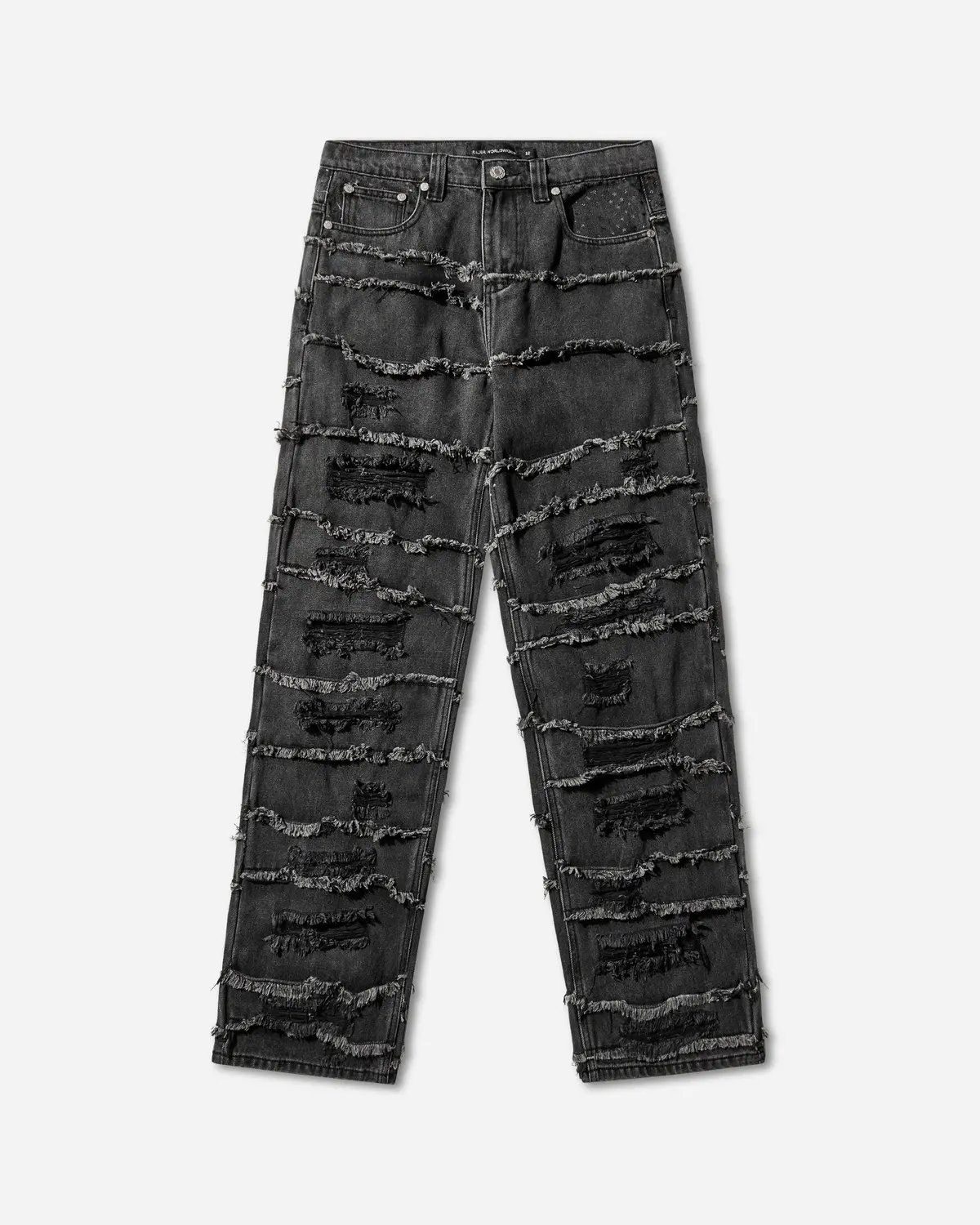 Washed Flag Jeans Black 1
