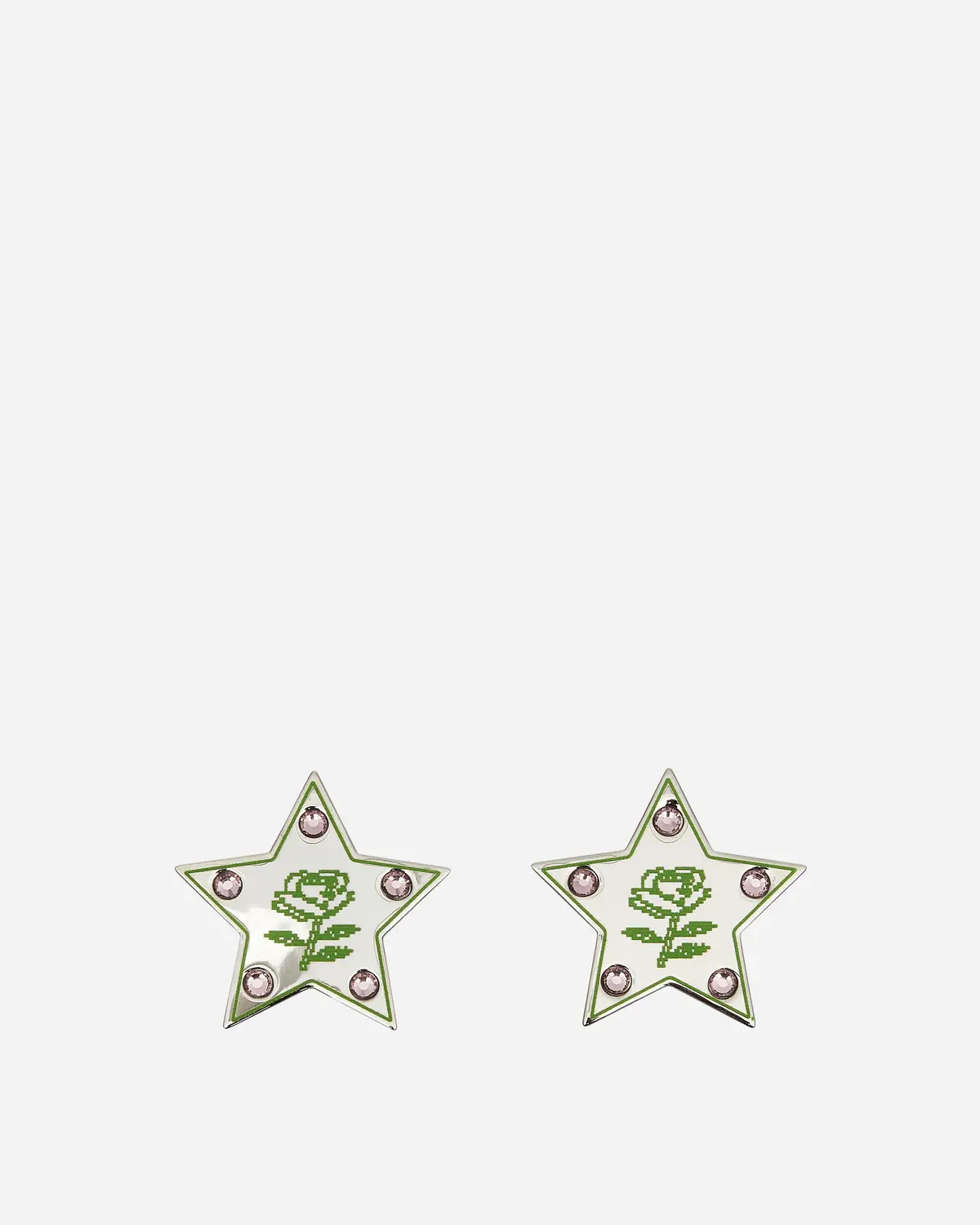 Super Star Earrings Silver / Green 1