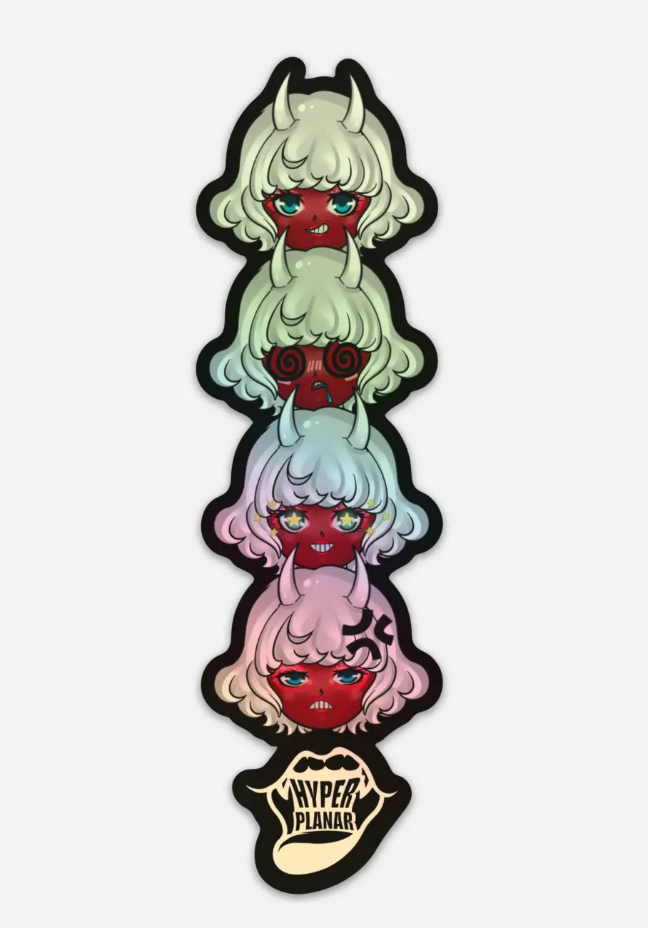 Chibi Oni Aries Holographic Sticker 1