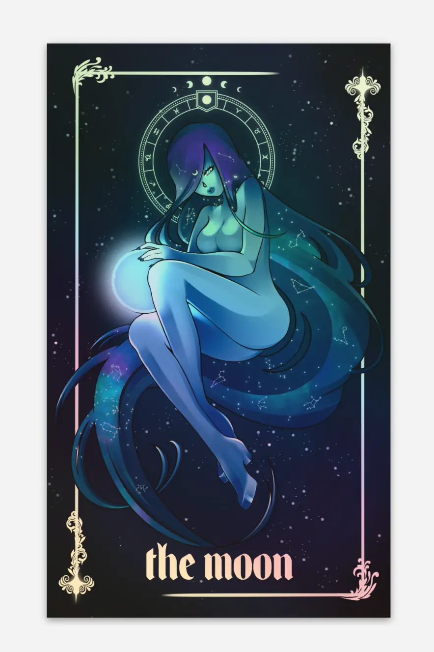 The Moon Holographic Tarot Sticker 1