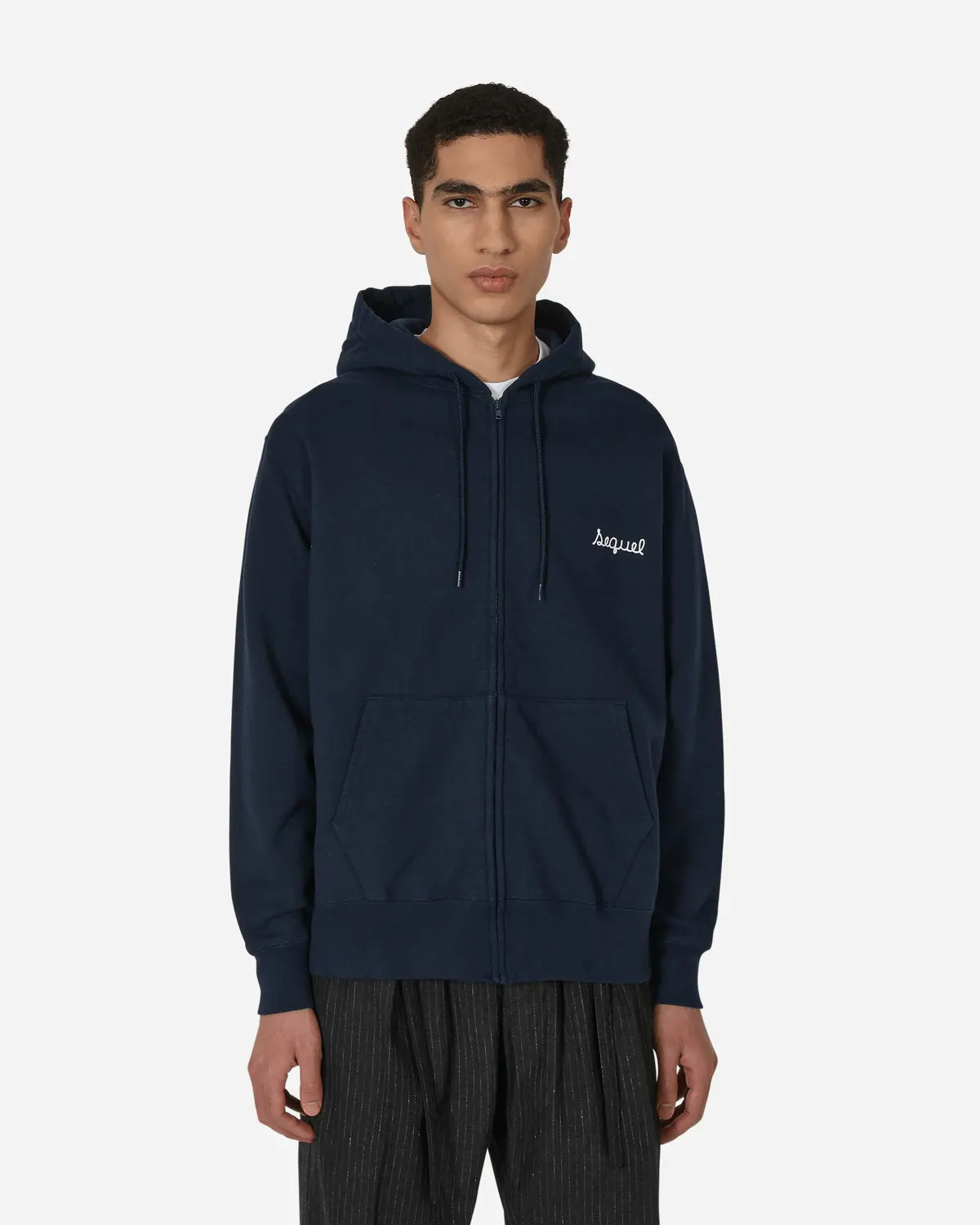 Zip-Up Hooded Sweatshirt Blue 1