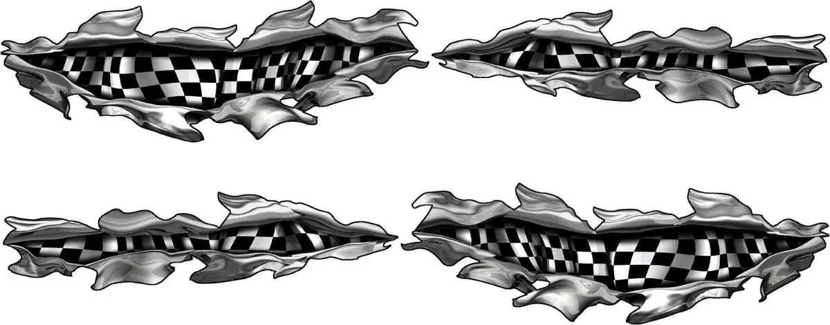 Checkered Flag Tear Vinyl Boat Decals 3