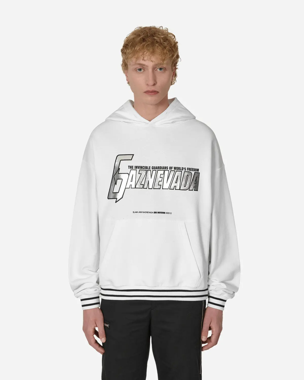Gaznevada Graphic Hooded Sweatshirt White 1