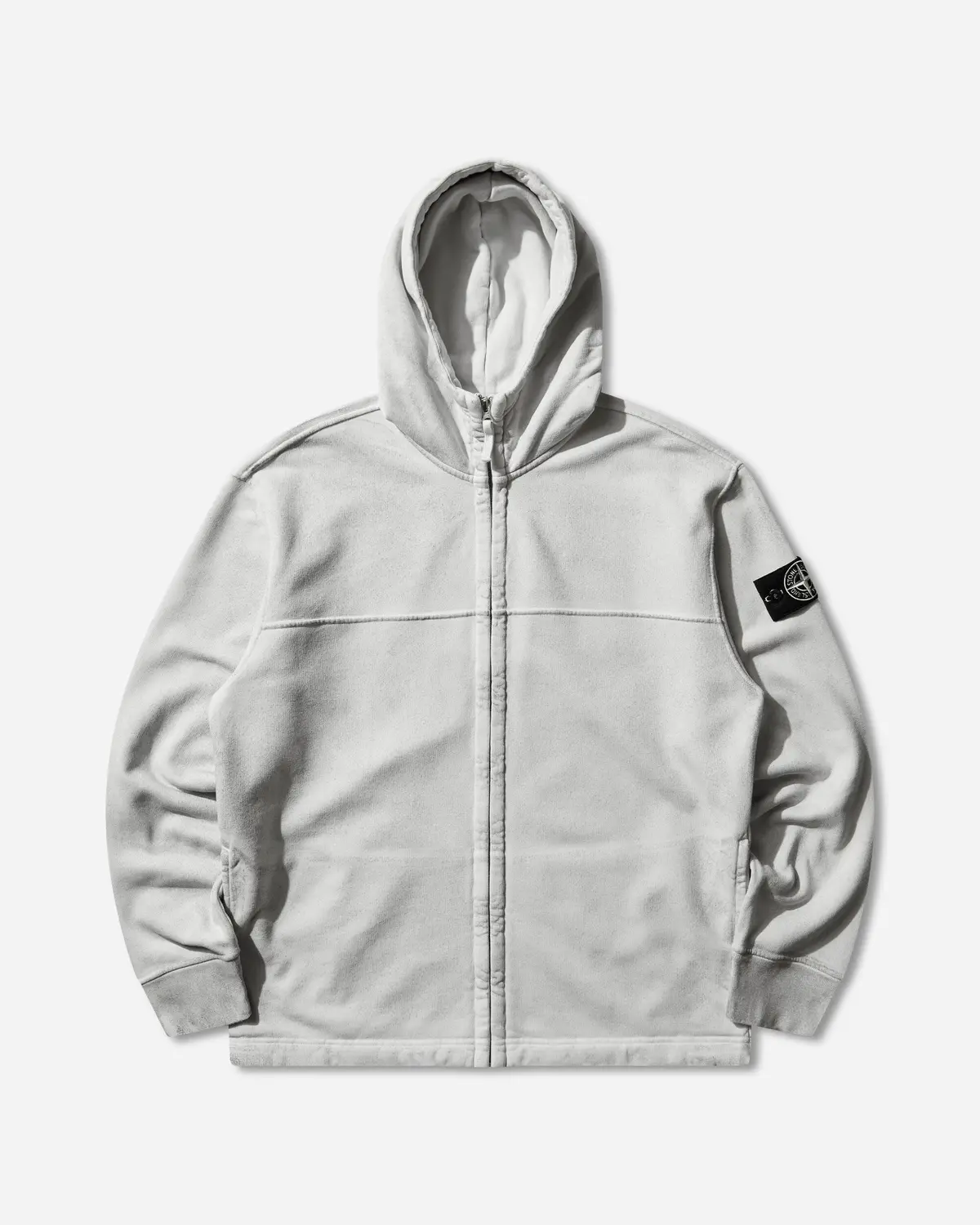 Men's Organic Cotton Fleece Reflective Garment Lamination Zip Hoodie Sky Blue 1