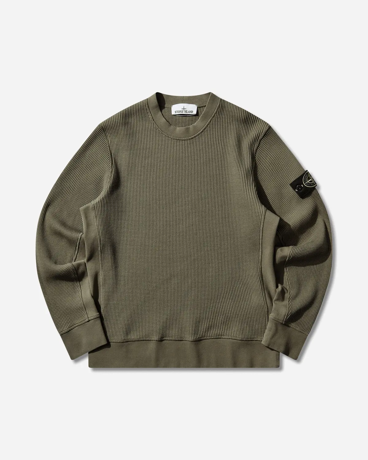 Men's Waffle Knit Sweater Military Green 1