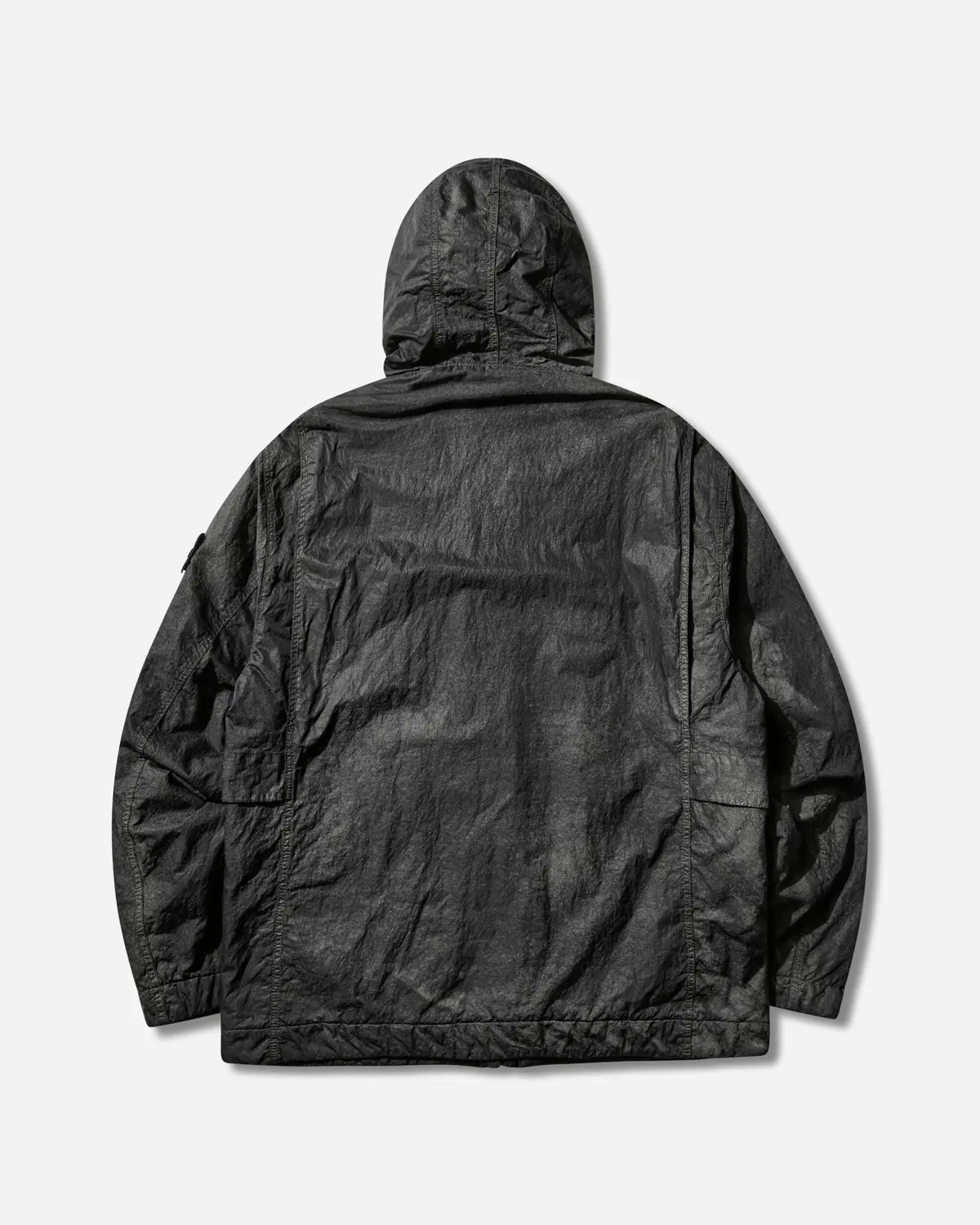 Men's Dense Nylon-Tc Hand Sprayed Reflective Hooded Jacket Black 2