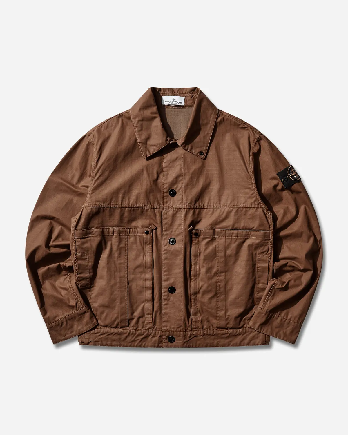 Men's Double-Coated Cotton Ripstop Coach Jacket Shadow Brown 1