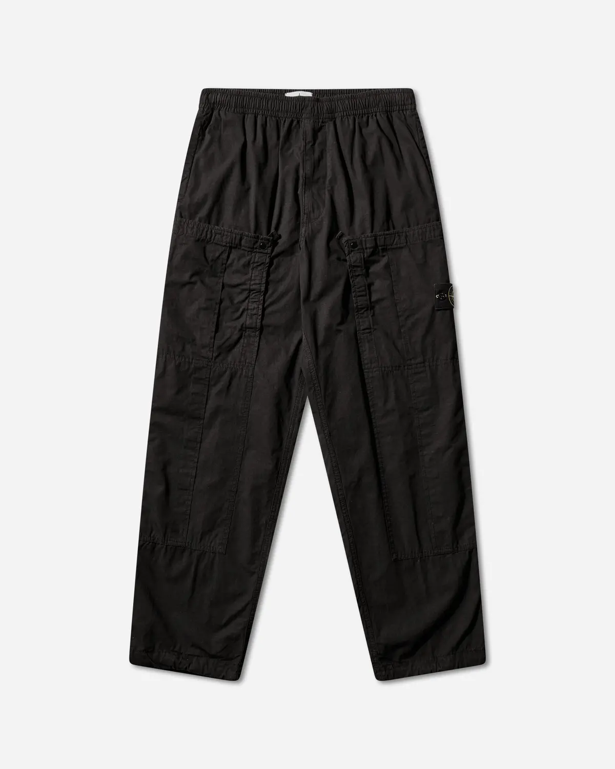 Men's Mercerised Organic Cotton Ripstop Cargo Pants Black 1