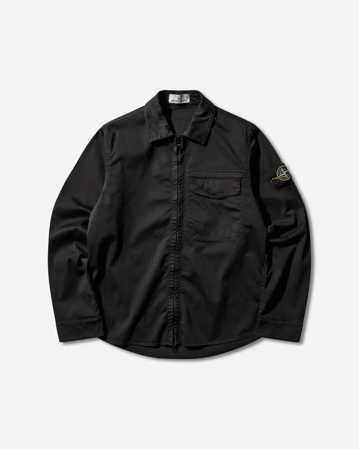 Men's Stretch Organic Cotton Satin Overshirt Black 1