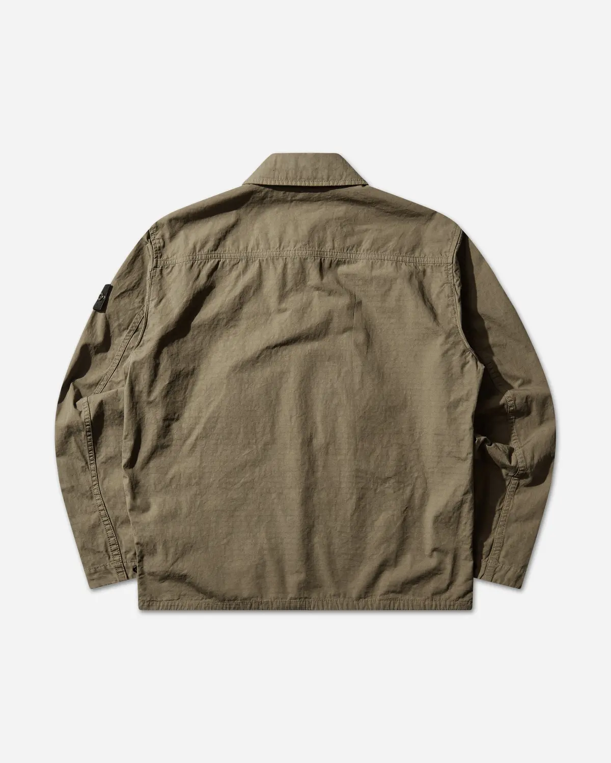 Men's Mercerised Organic Cotton Ripstop Zip Overshirt Military Green 2