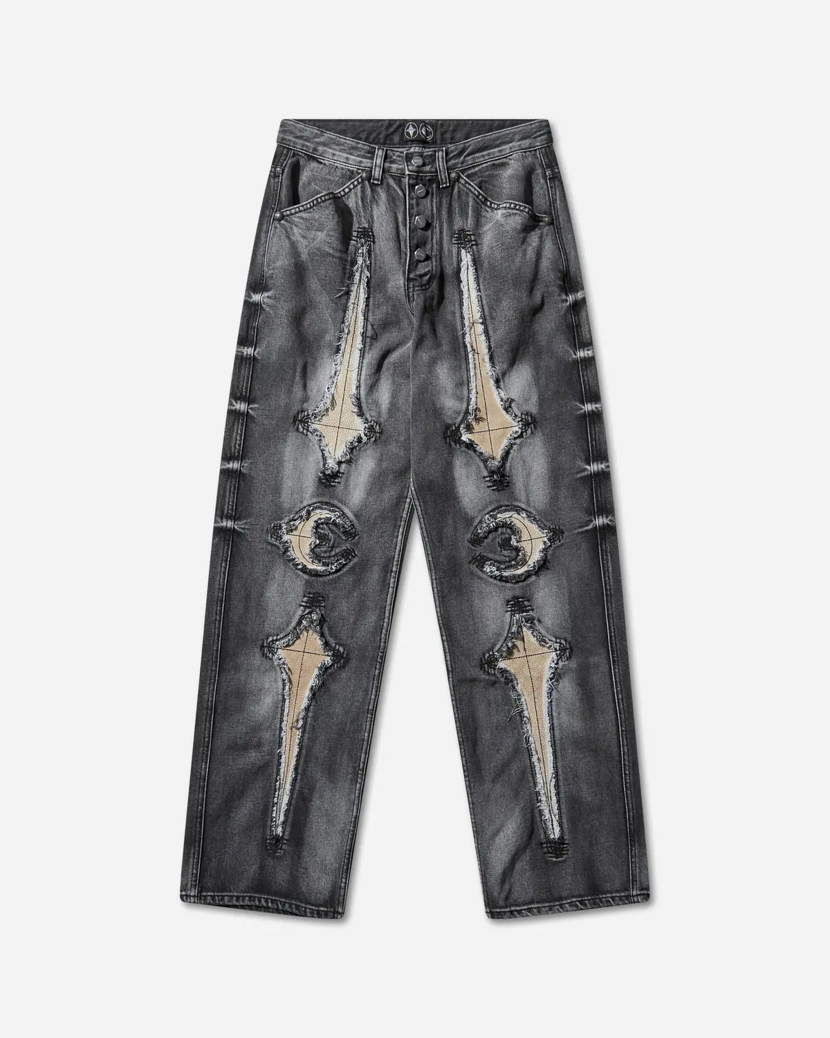Men's Tc Bone Leather Denim Pants Black 1