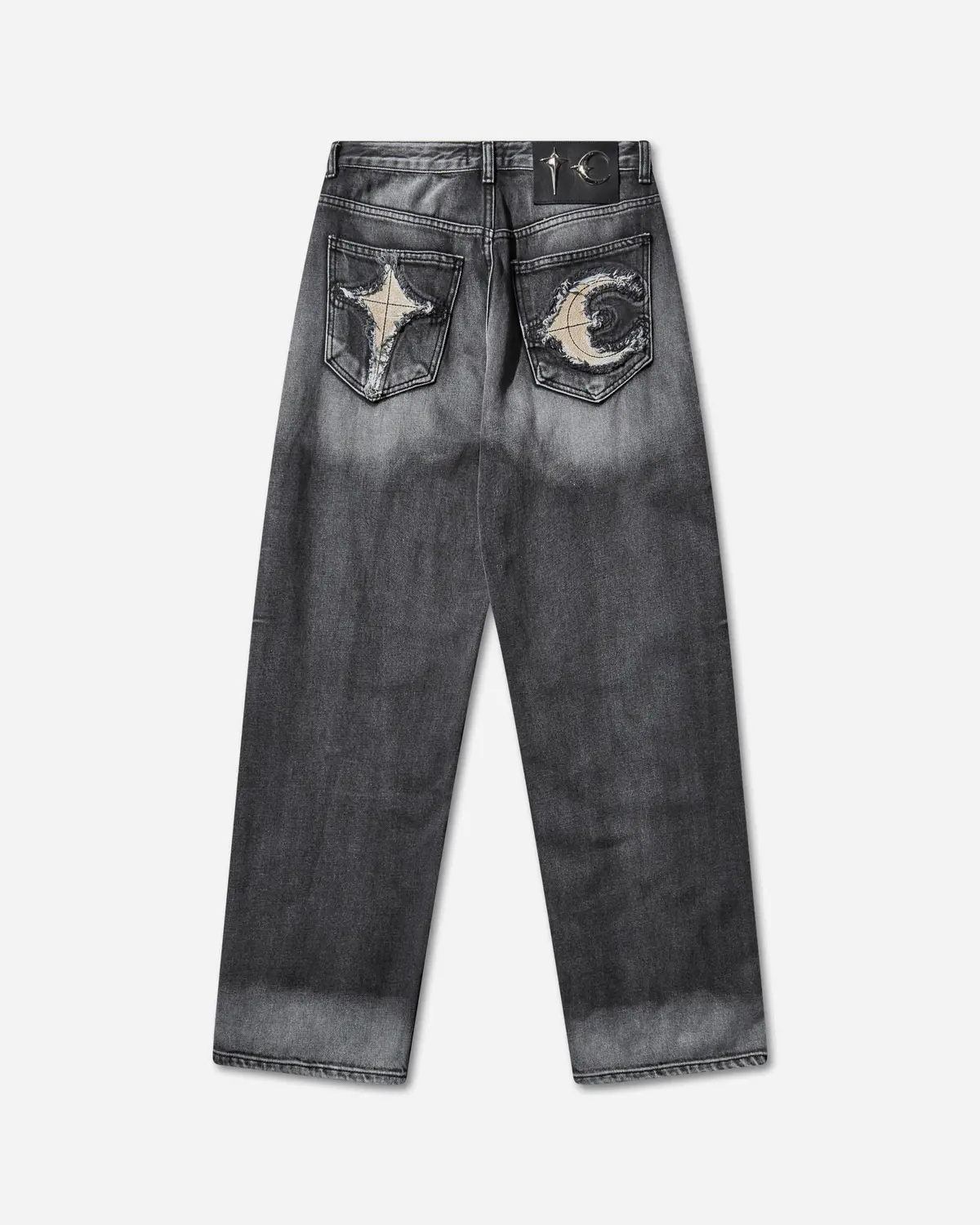 Men's Tc Bone Leather Denim Pants Black 2