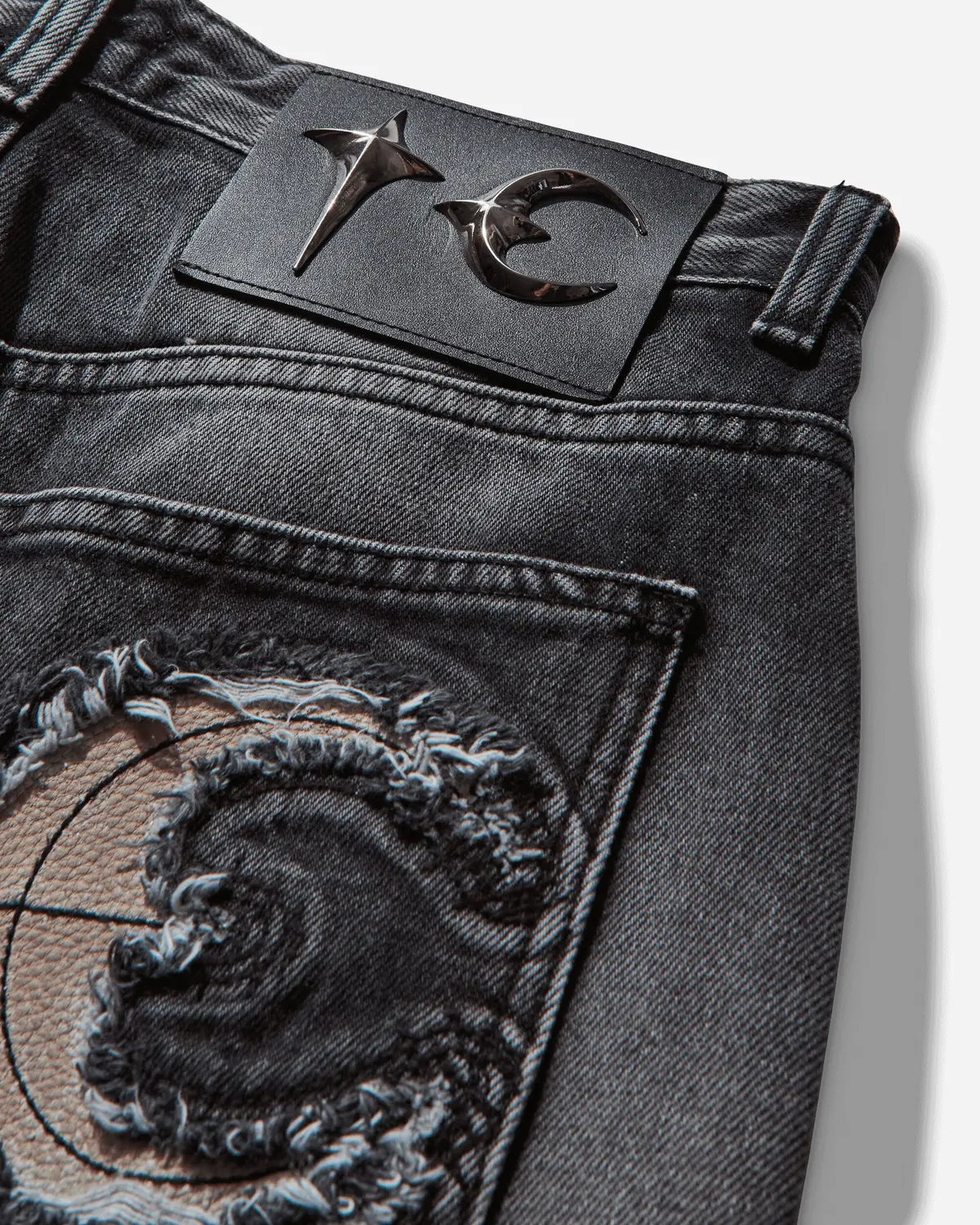 Men's Tc Bone Leather Denim Pants Black 3